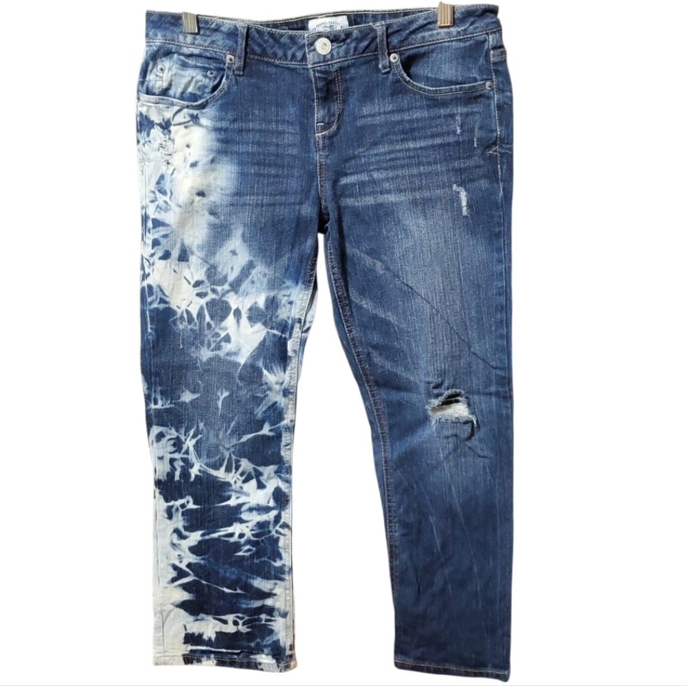 Women's Blue Distressed Reverse Tie-Dye  Jeans Bayla Skinny Capri Size 9/10